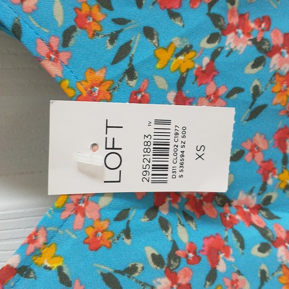 LOFT Flutter Sleeve Blue Ruffled Blouse - Picture 3 of 3